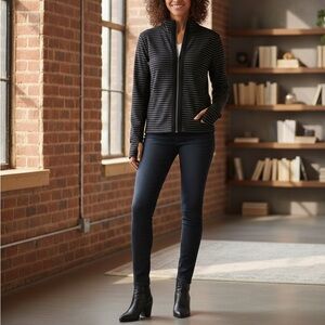 CAbi Black and White Striped Jacket